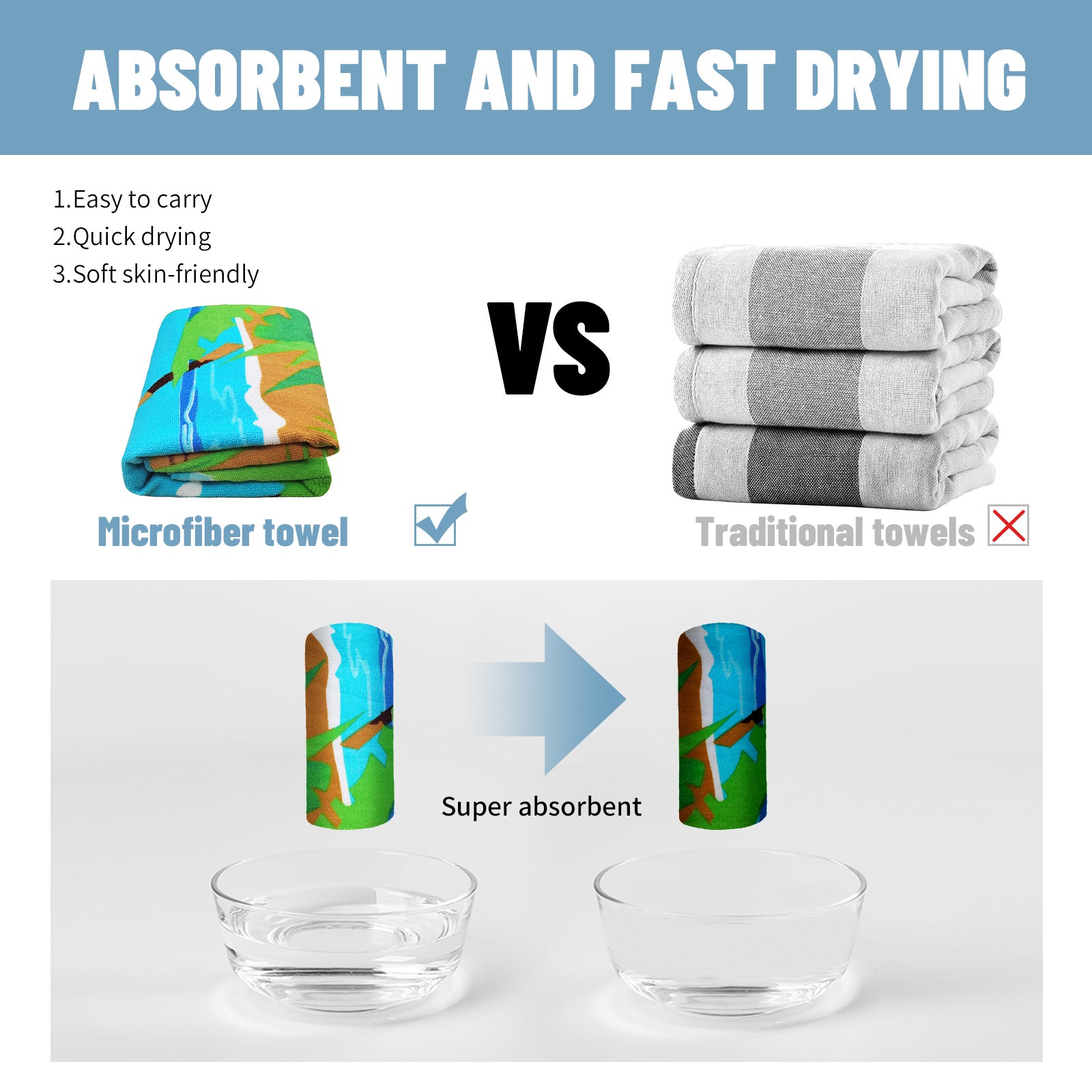 Quick-Drying Summer Beach Towel for Surfing & Swimming