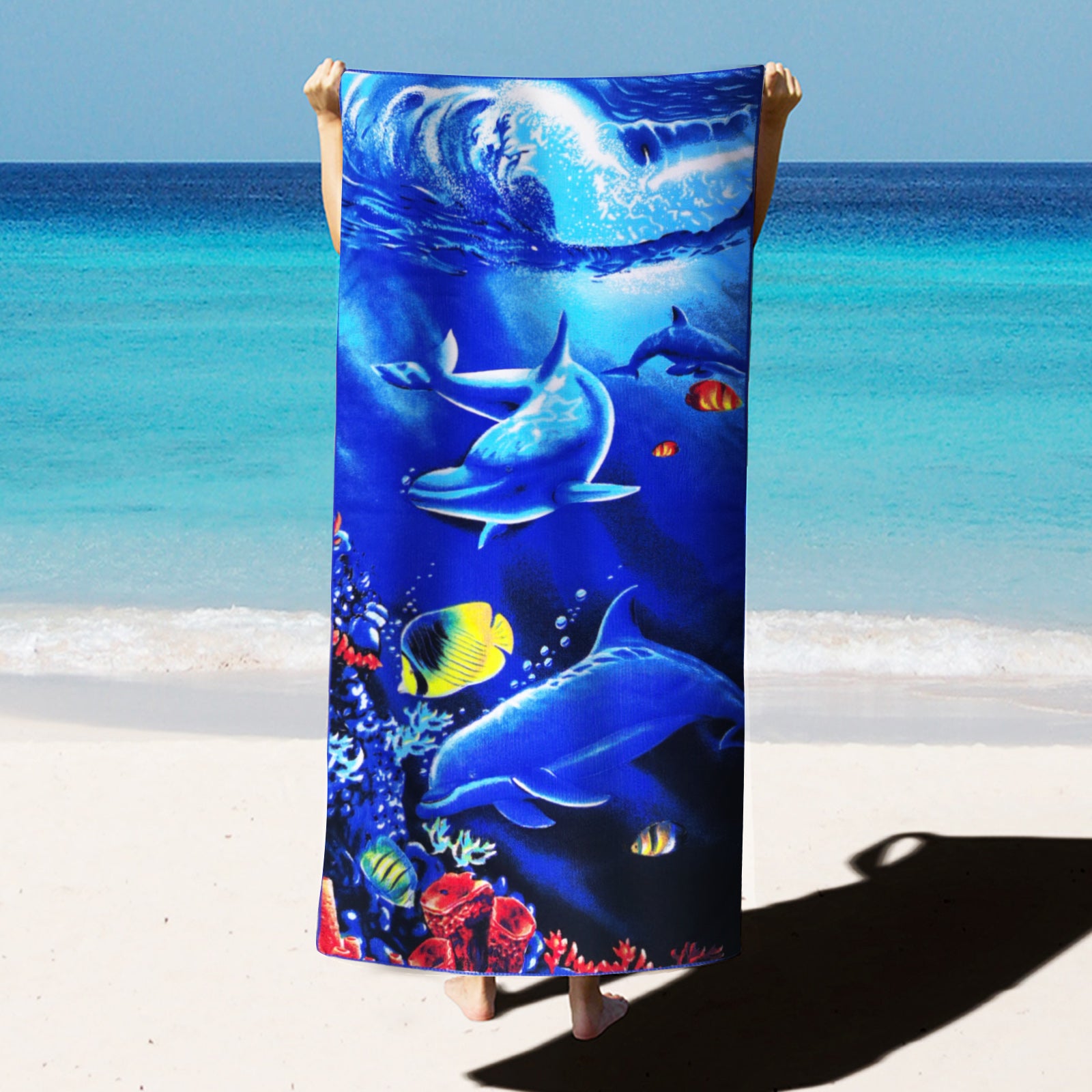 Red Coral & Whale Beach Towels for Yoga & Swimming