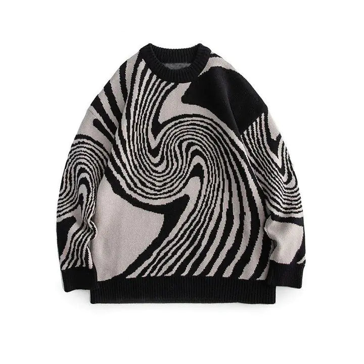 Geometric Jacquard Round Neck Sweater