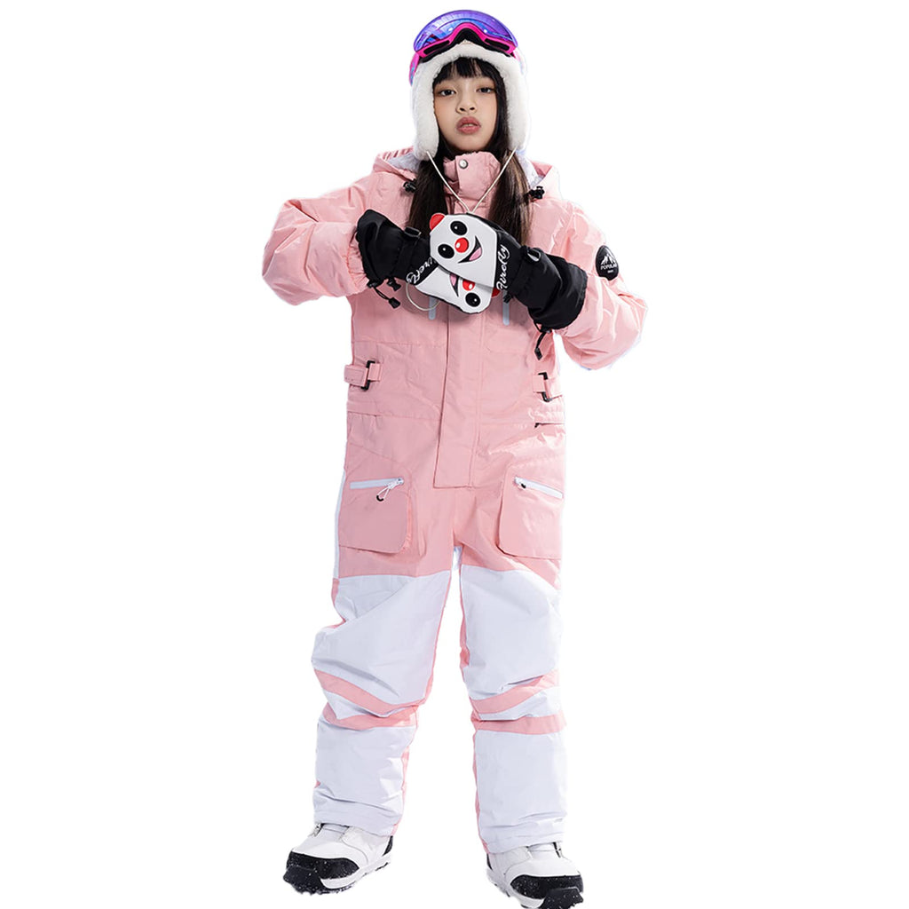 Boys/Girls One Piece Ski Suits Overalls Jumpsuit Windproof Waterproof Snowboarding Snow Suit for Kids Winter Outdoor