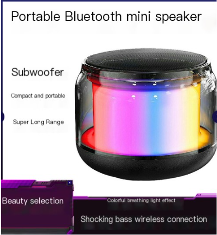Portable Mini Bluetooth Speaker with Colorful Lights