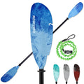 WONITAGO Angler Kayak Paddles Aluminum Paddle with Plastic Blades and Paddle Leash Floating Adjustable Fihsing Kayak Oars 3 Piece 230-250cm/90-98 inch Blue