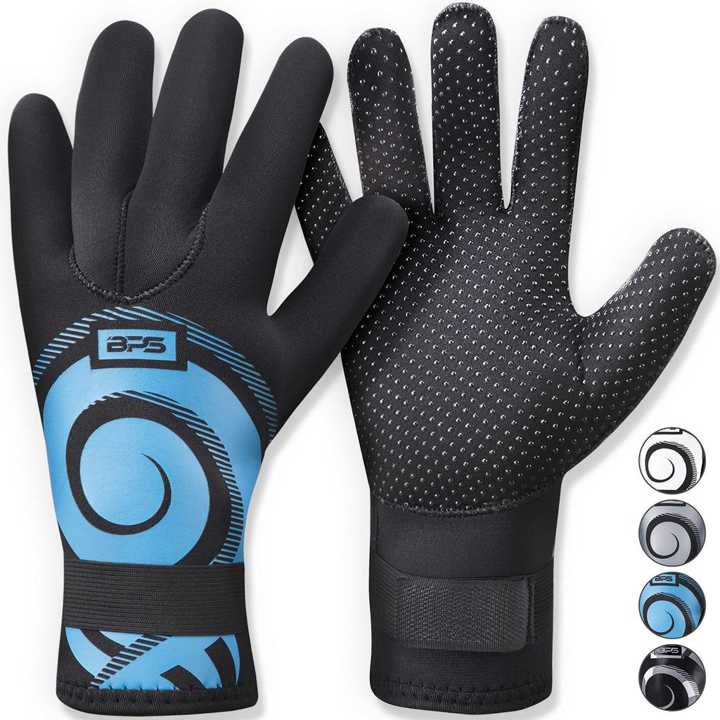 BPS 3mm Koru Gloves - Black w/Snorkel Blue - XL