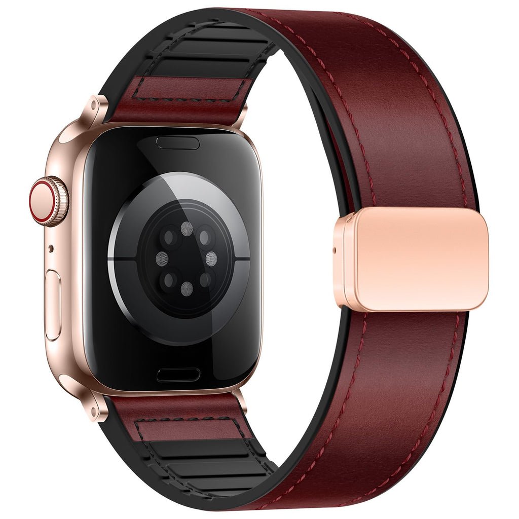 Eweison Genuine Leather Bands Compatible with Apple Watch Band 44mm 45mm 46mm 49mm for Men WomenAdjustable Magnetic Strap Top Grain Leather Wristband for iWatch Series 10 9 8 7 6 5 4 SE Ultra/Ultra 2