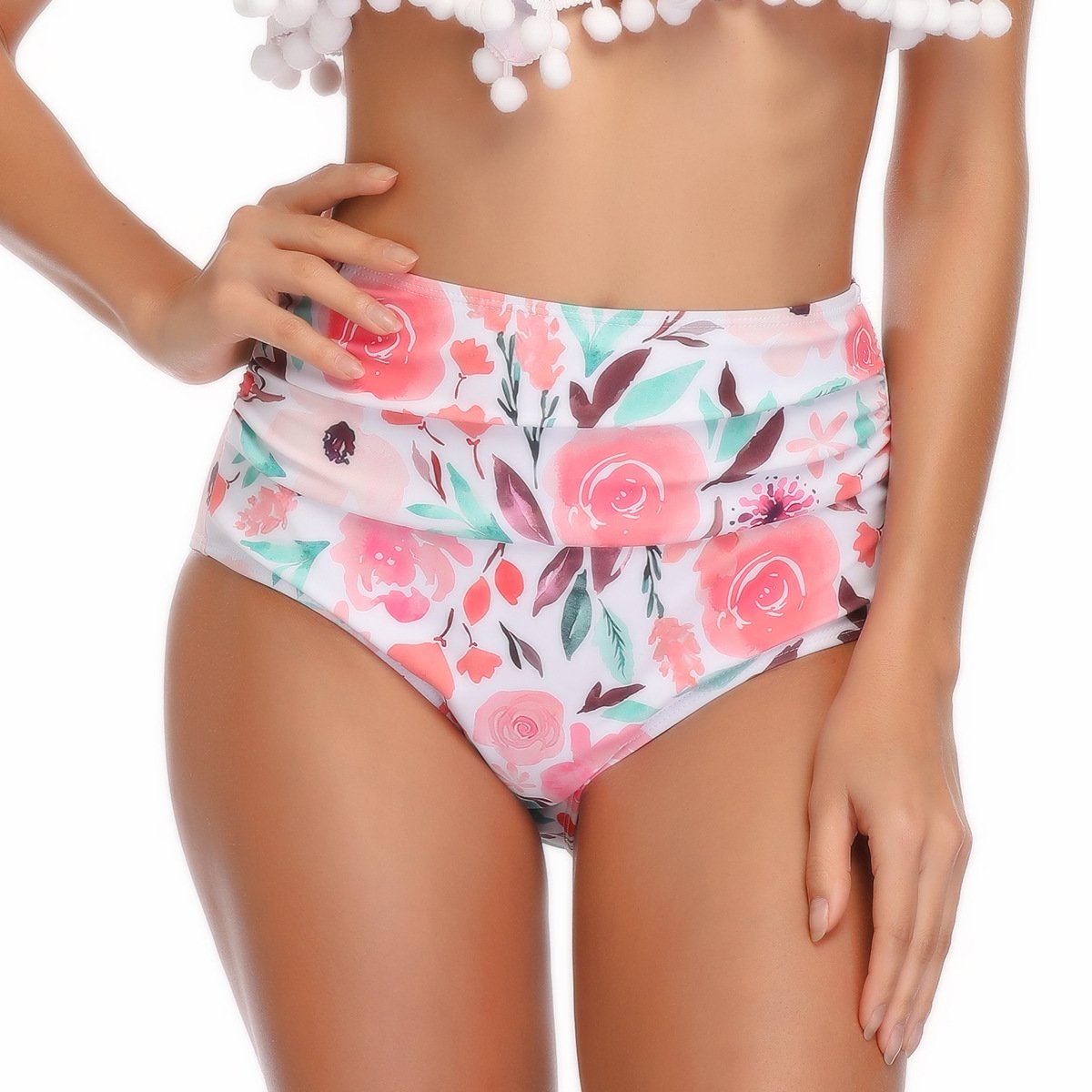 Women's High Waist Slim Pattern Swimming Trunks