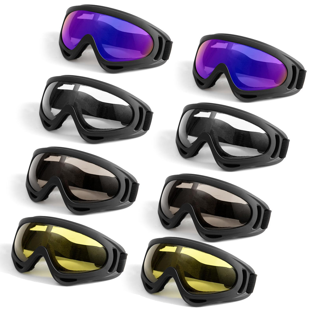 Ukontagood 8 Pack Motorcycle Goggles Ski Goggles Dirt Bike Goggles Snowboard Goggles for Adult Men Women Youth