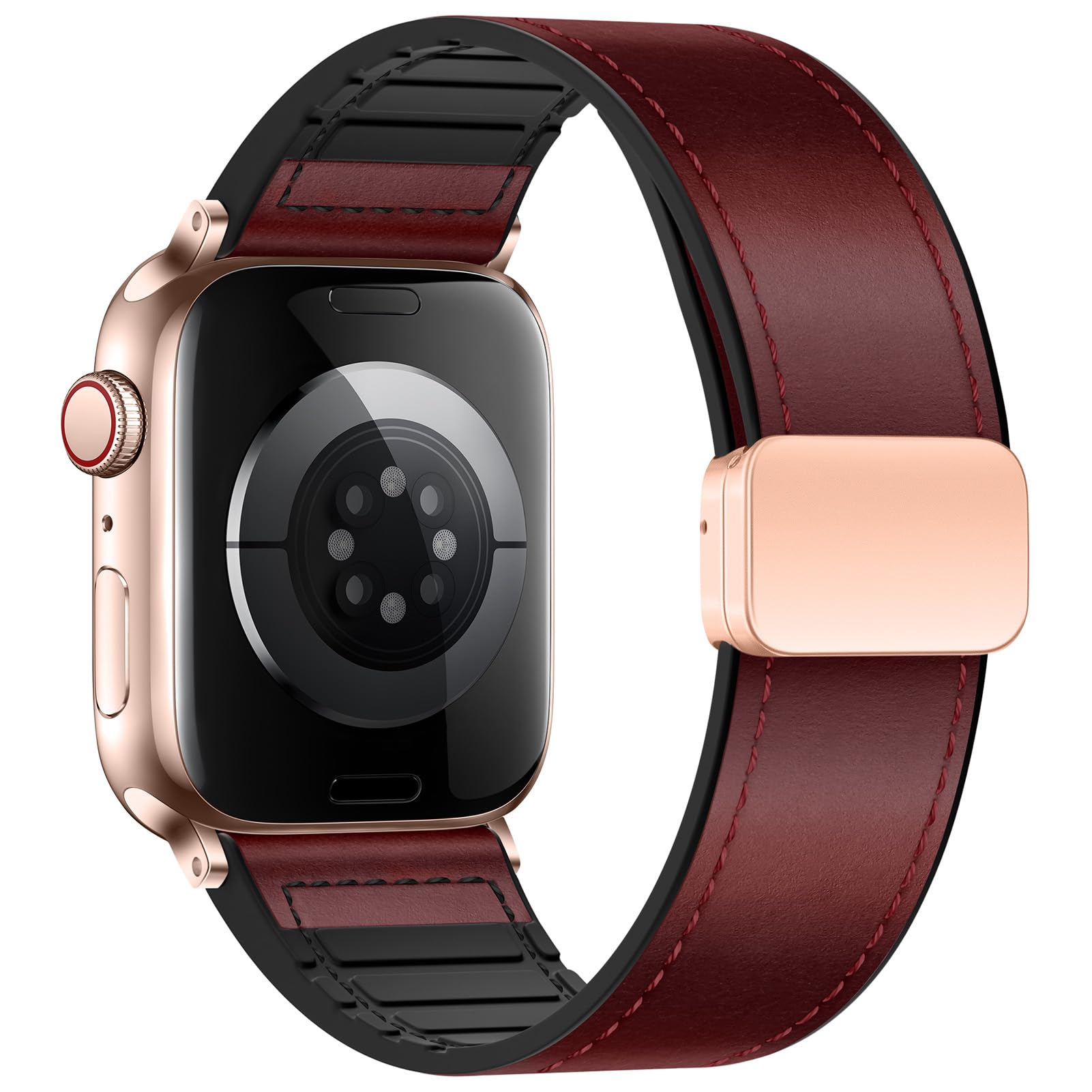 Eweison Genuine Leather Bands Compatible with Apple Watch Band 44mm 45mm 46mm 49mm for Men WomenAdjustable Magnetic Strap Top Grain Leather Wristband for iWatch Series 10 9 8 7 6 5 4 SE Ultra/Ultra 2