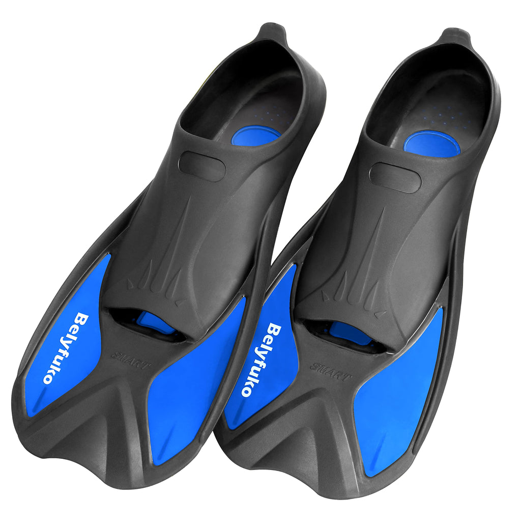 Belyfuko Short Swim Fins Adult Snorkel Fins for Lap Swimming Diving Snorkeling Travel Size with Mesh Bag