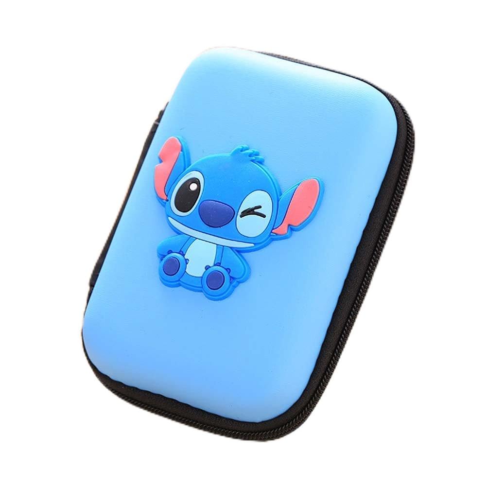 ZOSTLAND Cute Blue Alien ET Portable Storage Box Electronics iPhone Accessories Organizer Bag EVA Carrying Case for Earphone Earbuds Wireless Headset U Disk Coin Key Earphone (Medium Alien)